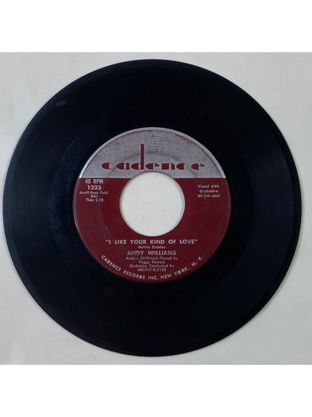 Vintage 45 RPM Vinyl Andy Williams "I Like Your Kind of Love" /"Stop Teasin' Me"